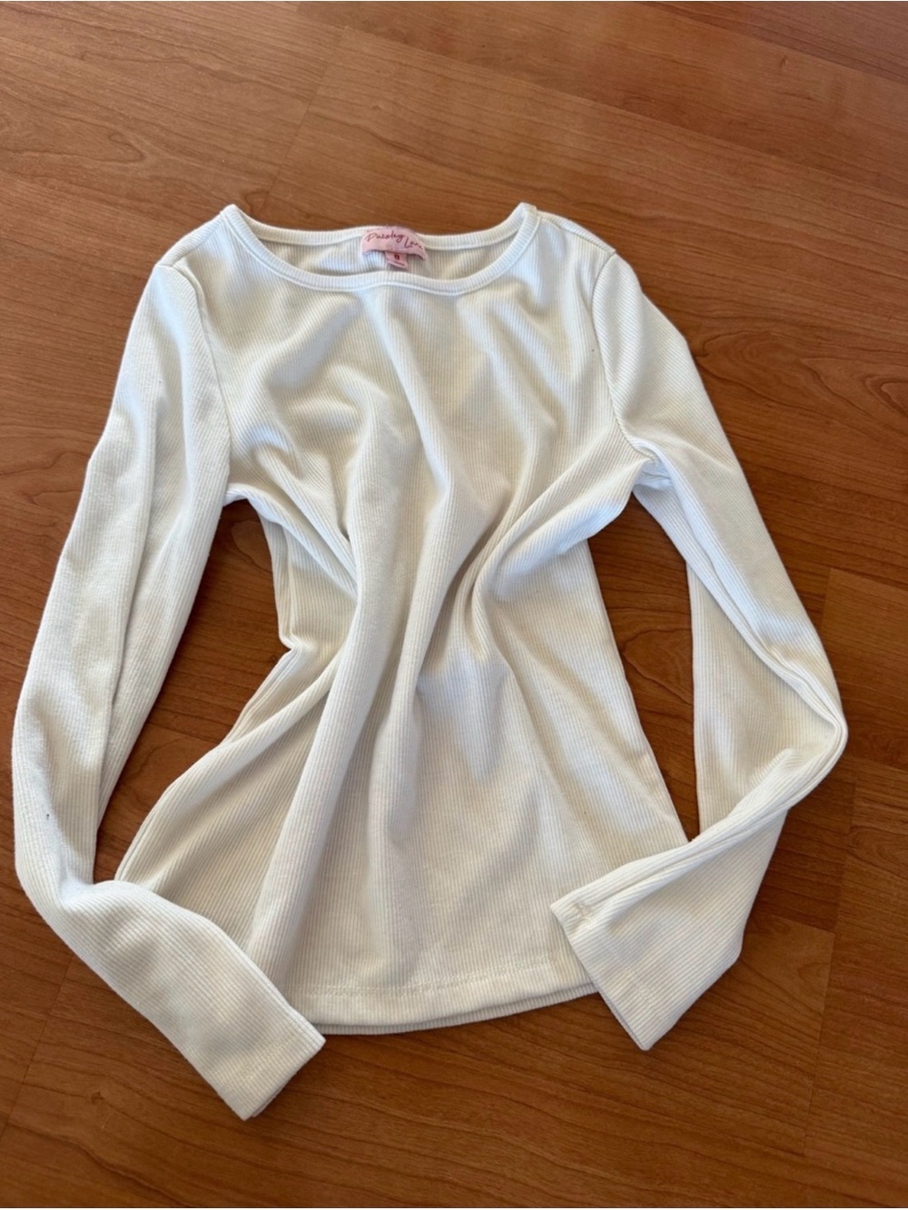 Size 8 Brandy Melville Cream Ribbed Long Sleeve Top